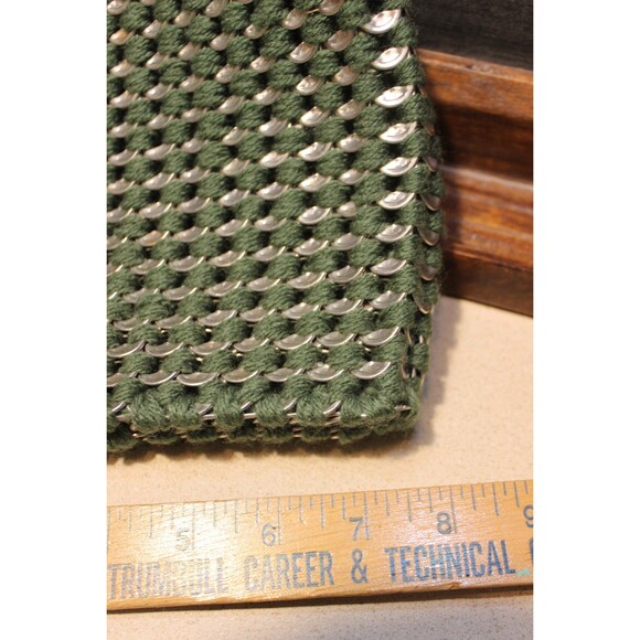 Olive Green Handmade Ladies / Teens Shoulder Bag Pop Tops & Crochet Pattern 7x8" - Picture 6 of 6